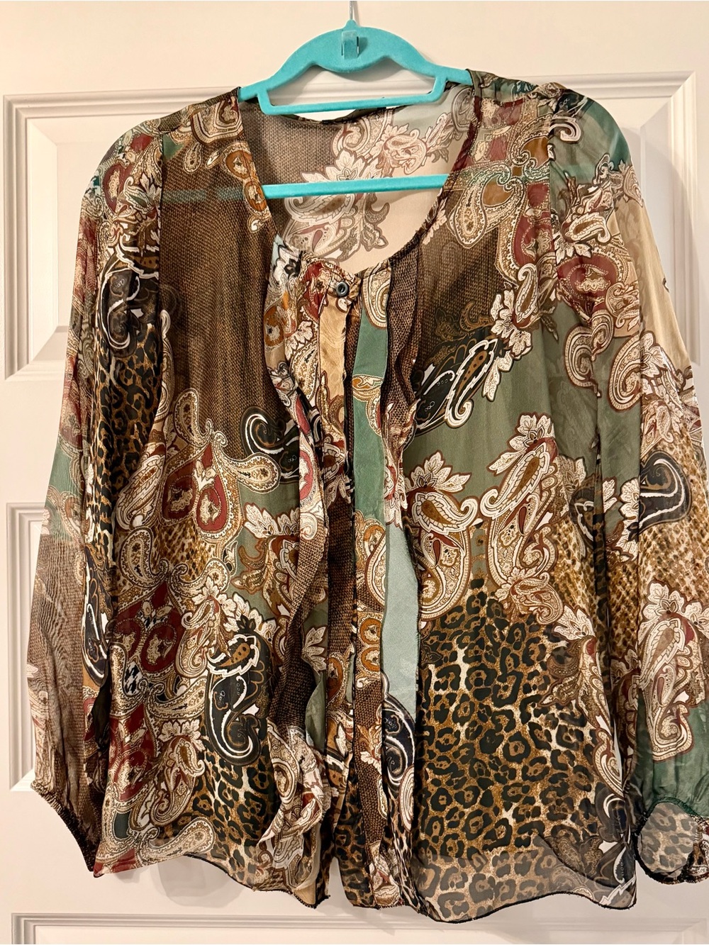 Lola Made in Italy Paisley & Leopard Print Blouse